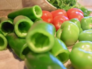 Freshly cored jalapeño peppers