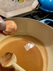 Cooking roux to the color of a copper penny