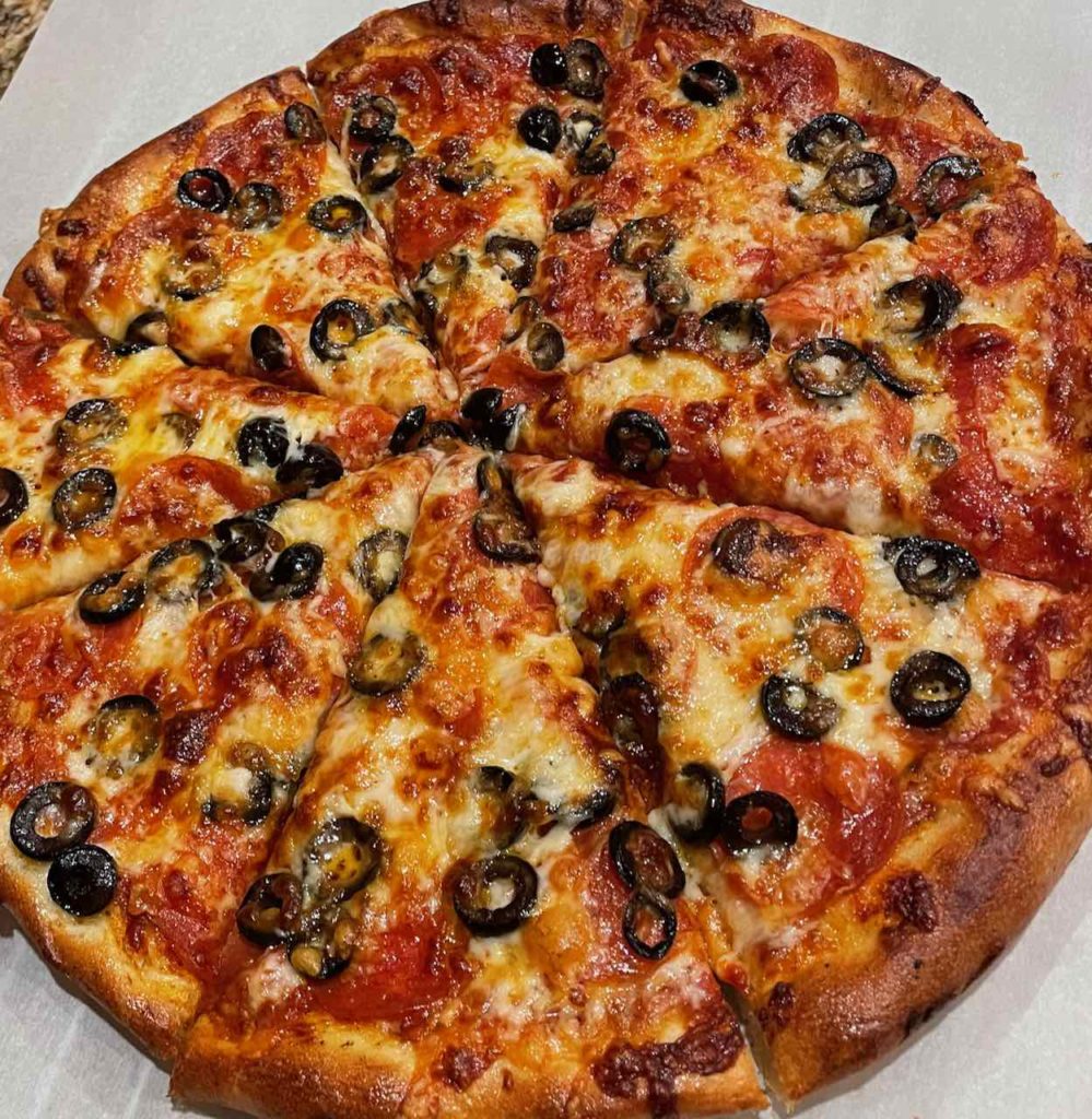 Pepperoni and Black Olive Pizza