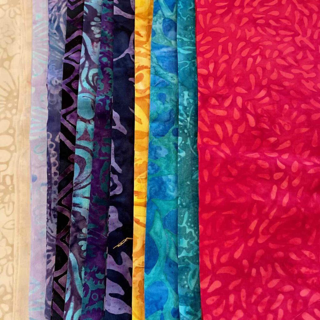 Fabrics for a Bargello quilt design