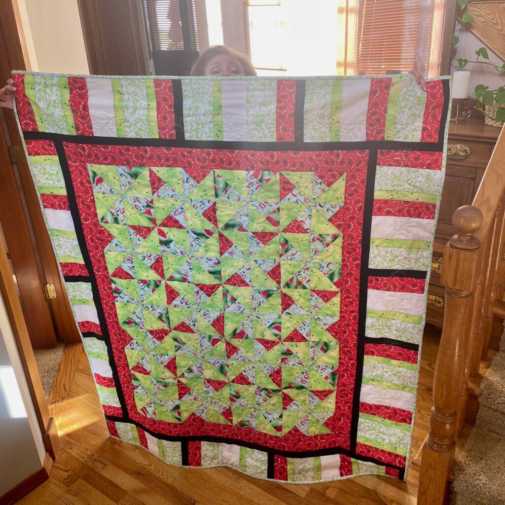 Front of Seedy Watermelon Patio Quilt